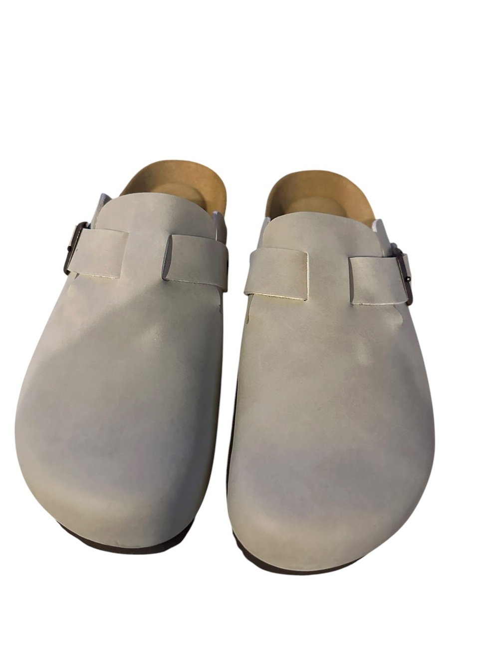 Classic Slip-On Clog Mules in Light Stone NUBUCK suede
